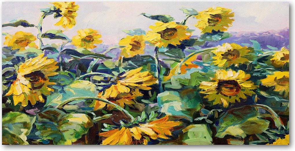 Fotó kép edzett üveg Napraforgók 140x70