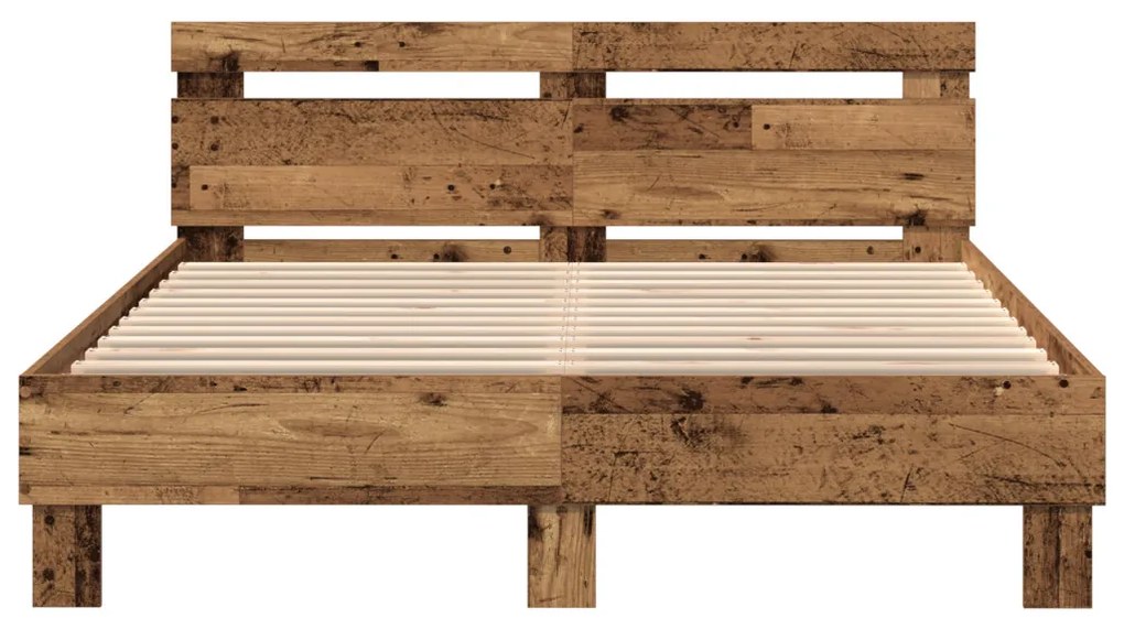 Fa Ágykeret Újrahasznosított Fa 150 x 200 cm Masszív és Stabil