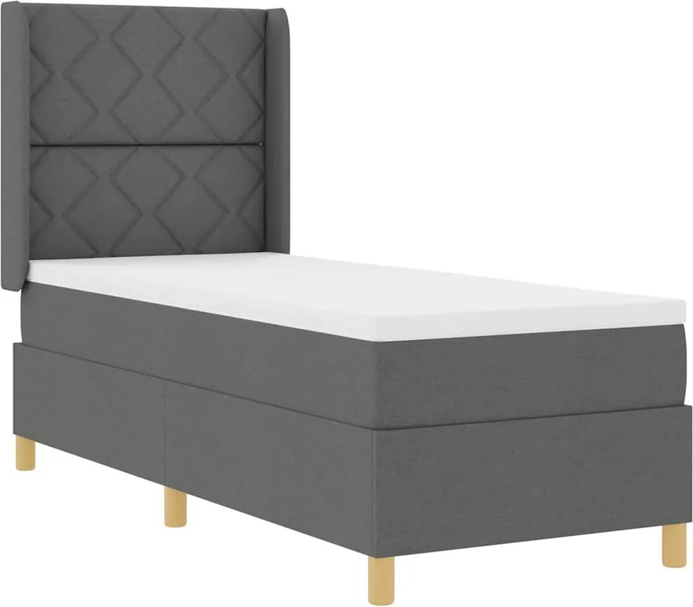 vidaXL Boxrugós ágy matracmal fejtámlával Szürke 140 x 200 cm szövet