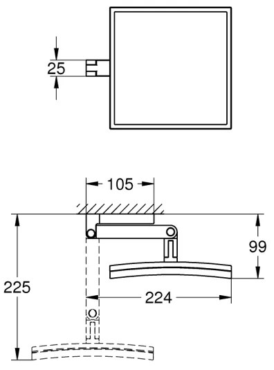 GROHE 40808000 - Kozmetikai tükör SELECTION CUBE 22,3 × 22,3 cm fényes króm