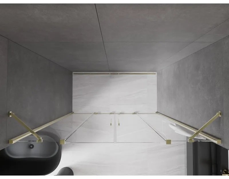 Mexen Velar Duo, nyitható tolóajtó 180x200 cm, 8mm átlátszó üveg, arany fényes, 871-180-000-02-50