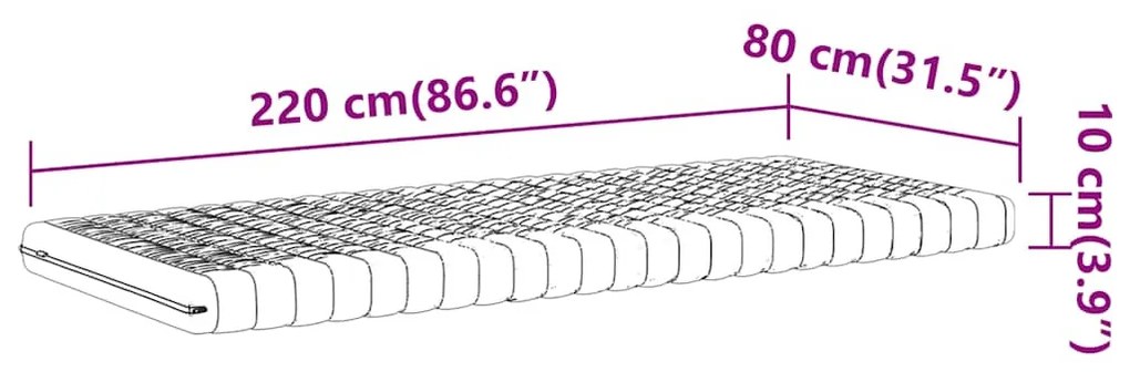 fehér 7 zónás 20 ILD keménységű habmatrac 80 x 220 cm