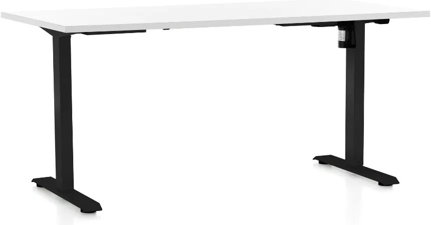 Állítható magasságú asztal OfficeTech A, 160 x 80 cm, fekete alap, fehér