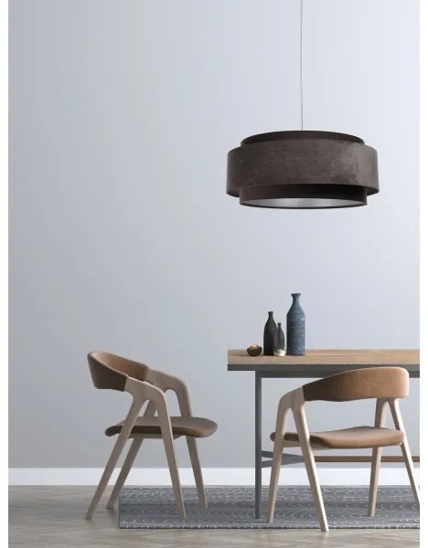 Csillár zsinóron DOBLO 1xE27/60W/230V á. 60 cm barna/ezüst