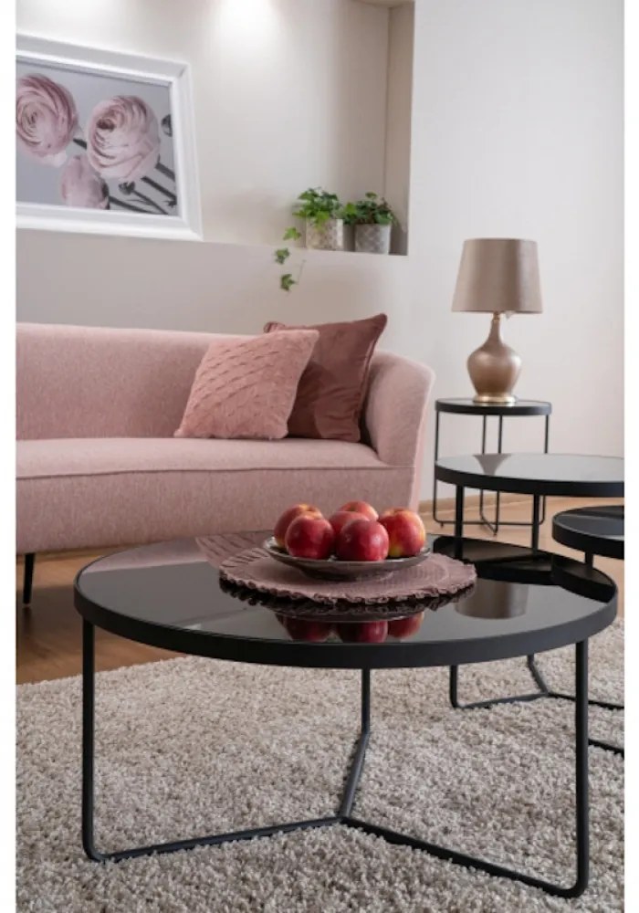 Artemida dohányzóasztal szett Fekete - Szürke 80 cm