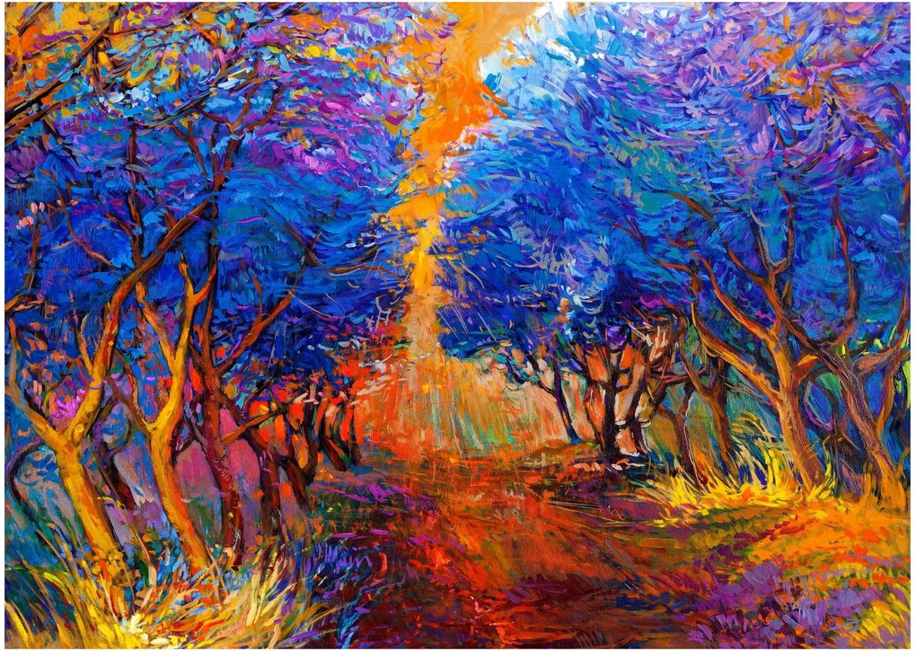 Kép - őszi fa koronák, modern impresszionizmus (üvegen) (70x50 cm)