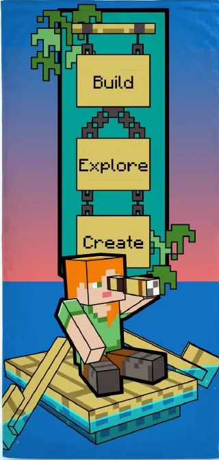 Minecraft Build fürdőlepedő, strand törölköző 70x140cm