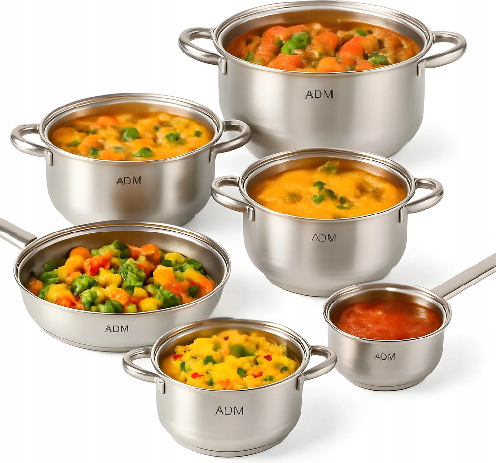 Rozsdamentes acél edénykészlet 12 részes szett fedővel
