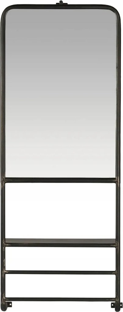 Fali Tükör Polccal és 2 Rúddal, Fém Keretben Ib Laursen