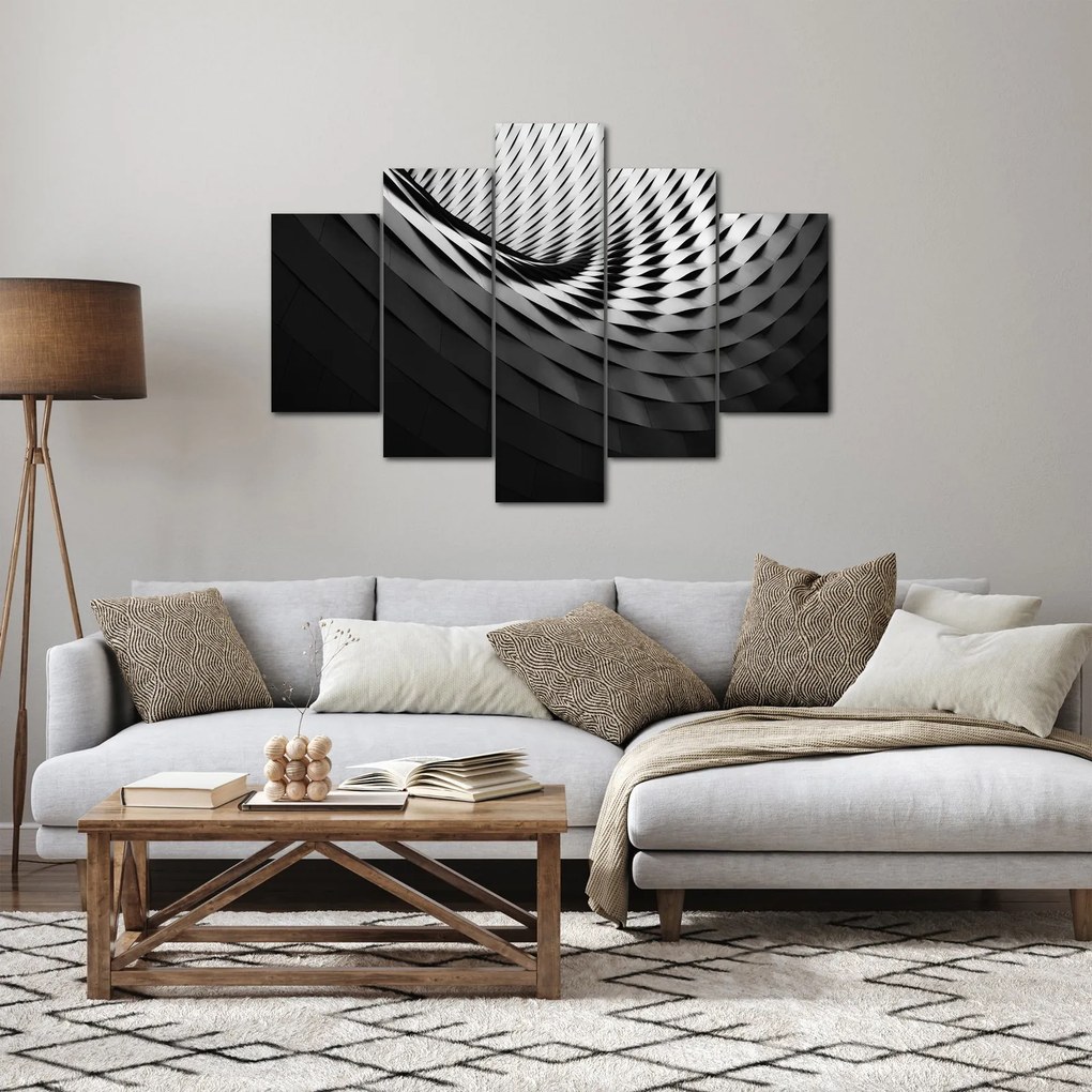 Absztrakt kép - fekete-fehér spirál (150x105 cm)