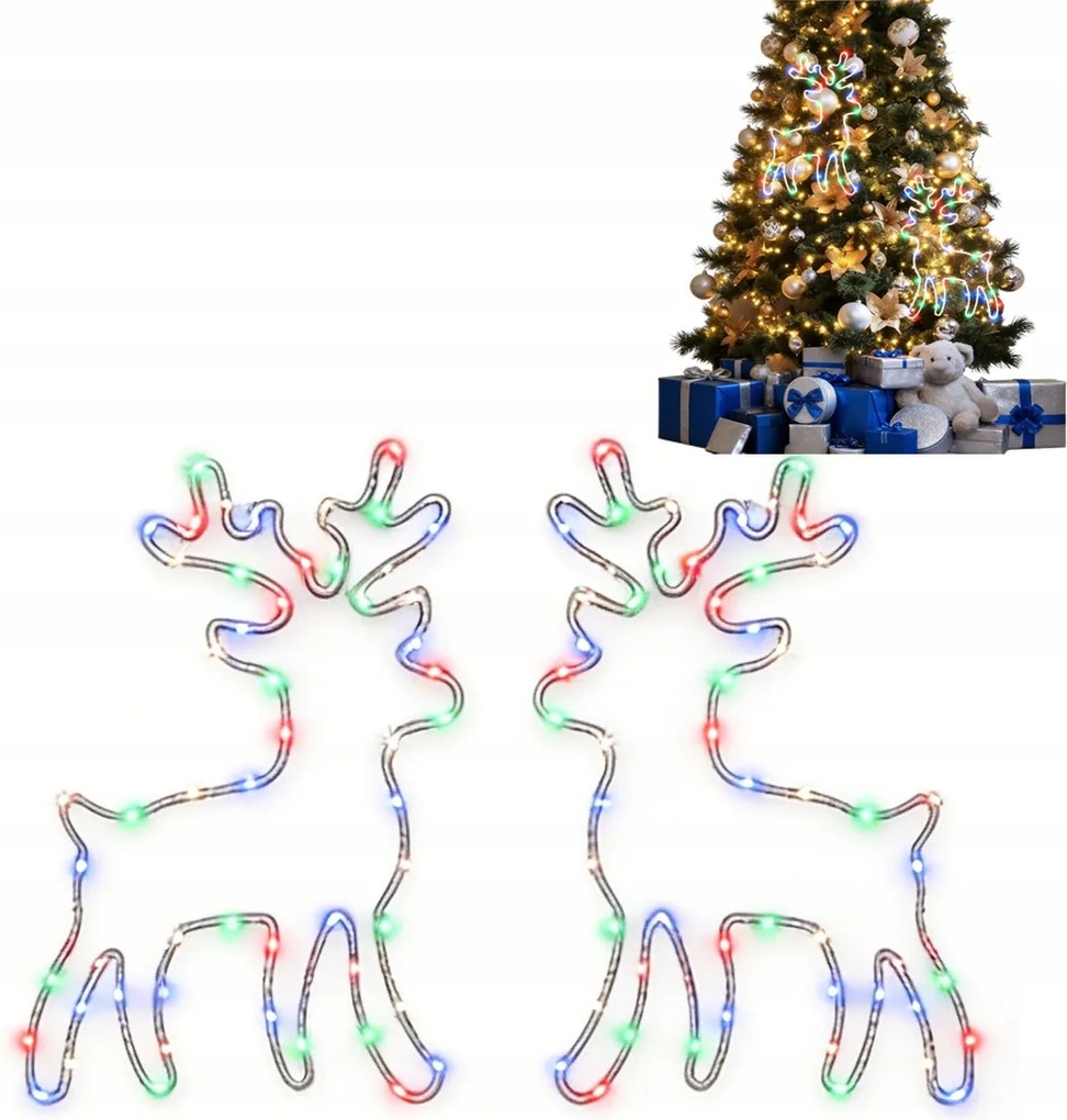 Világító karácsonyi dekoráció rénszarvasokkal 8 mód 2 db