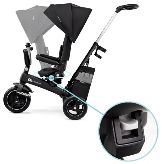 KINDERKRAFT SELECT - Gyermek tricikli 5in1 EASYTWIST Premium fekete