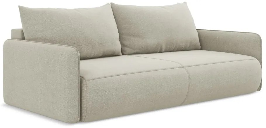 Krémszínű kinyitható-tárolóhelyes kanapé 216 cm Nanea – Makamii