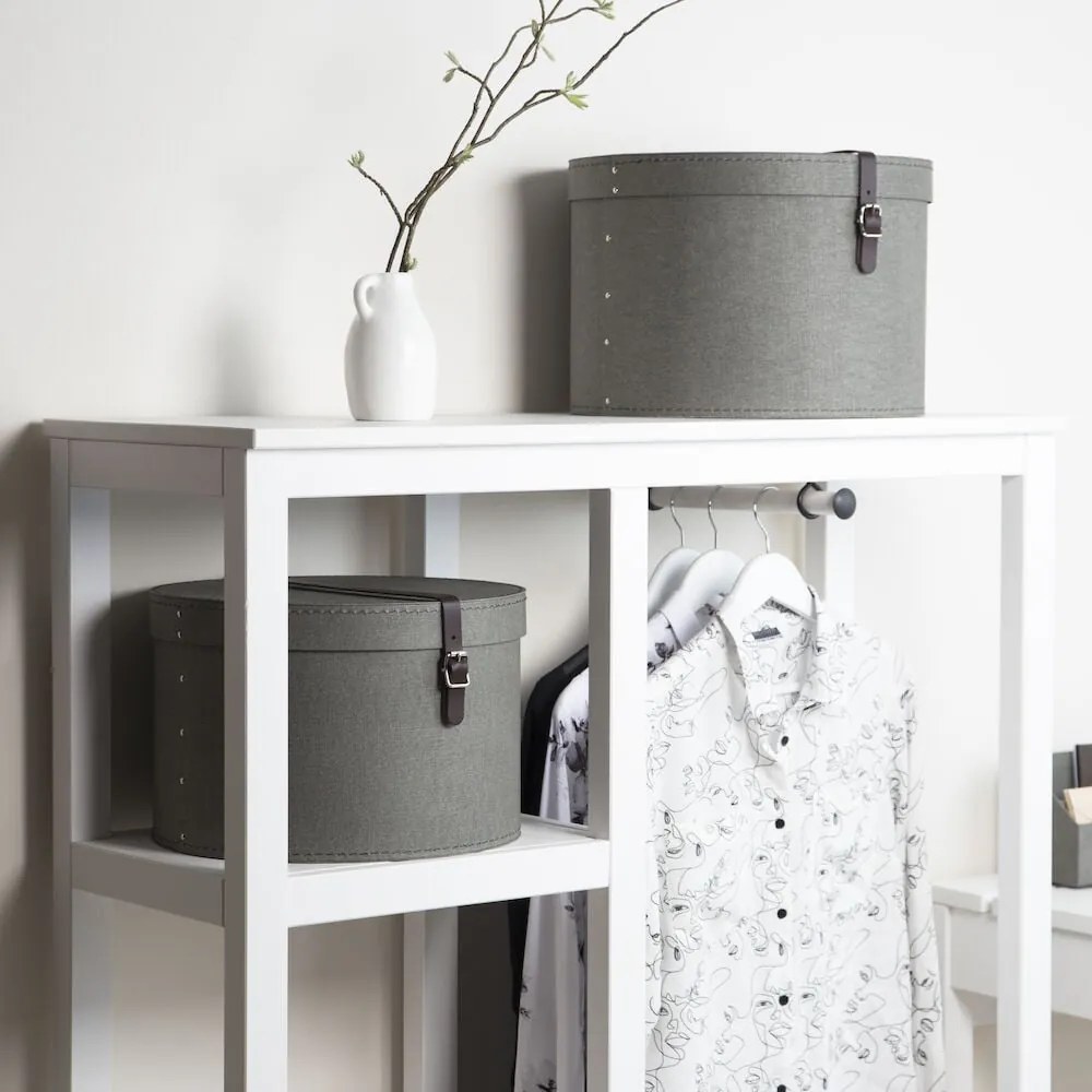 Szürke fedeles karton tárolódoboz szett 2 db-os ø 37,5x25,5 cm Rut Canvas Paper Laminate – Bigso