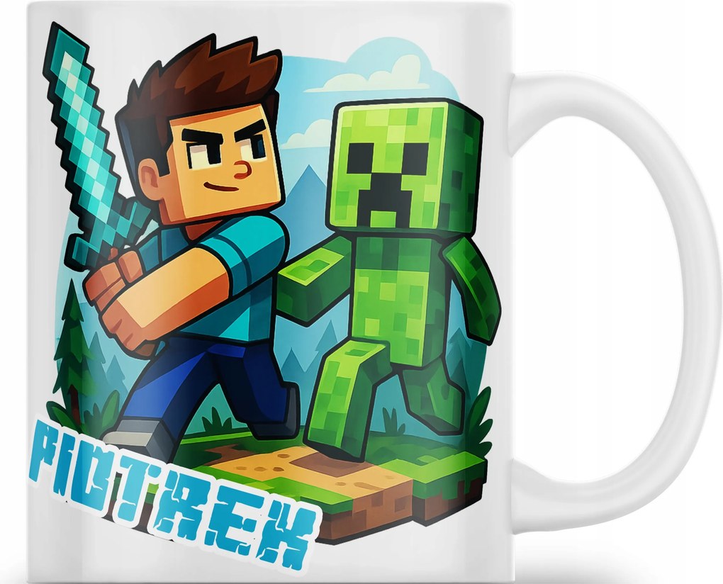 Kerámia Bögre Pixelek Építőkockák Játék Creeper Gyémánt Kard Ajándék Név