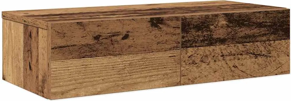 vidaXL Falipolc fiókokkal régi fa 60x26,5x15 cm műszaki fa