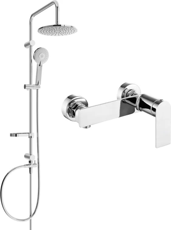 Mexen Carl fali zuhanyszett esőztetővel és zuhanycsappal Zero, króm - 71140240-00