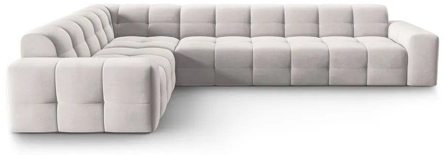 Világosszürke bársony sarokkanapé (bal oldali) Kendal – Micadoni Home
