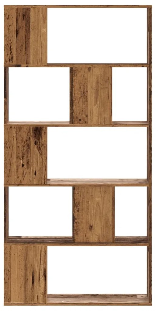 5 szintes antik fa színű fa könyvespolc 80,5 x 23,5 x 162,5 cm