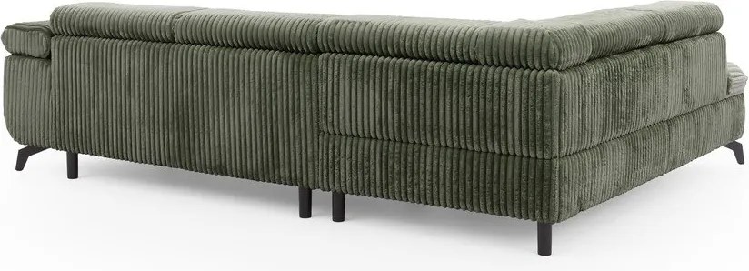 Zöld kordbársony sarokkanapé (bal oldali-L alakú) Marbeya – Ropez