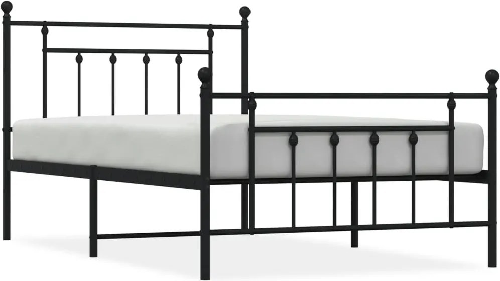 vidaXL fekete fém ágykeret fej- és lábtámlával 107 x 203 cm