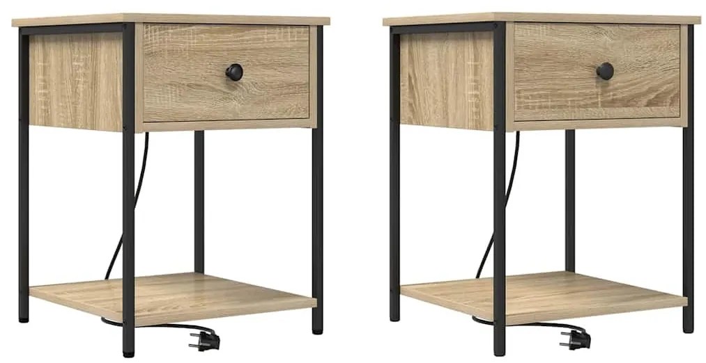 Éjjeliszekrény 2 pcs sonoma tölgy 42 x 41 x 56 cm Faanyag