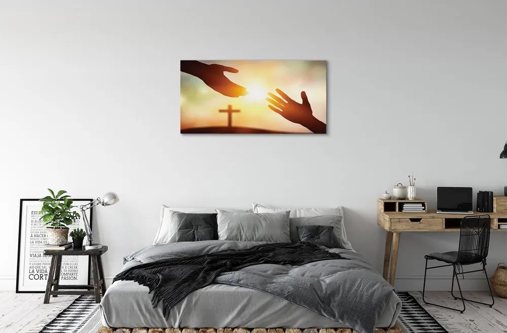 Canvas képek kereszt kezek 100x50 cm