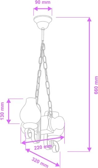 Brilagi - Csillár láncon RUSTIC 2xE14/40W/230V bükkfa