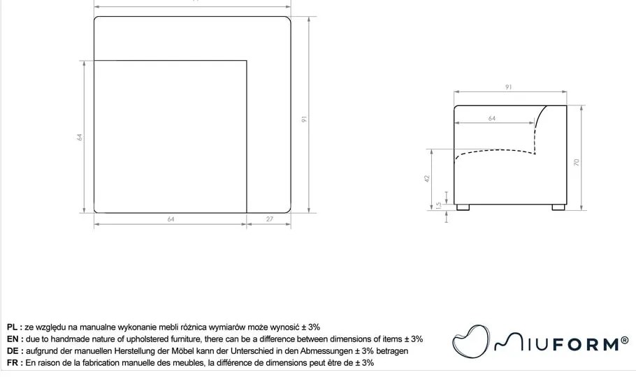 Fehér kanapé modul Flex Felix – Miuform