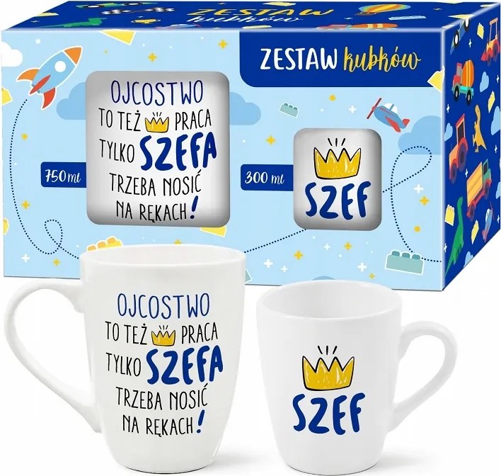 2 Db-os Bögre Szett 750/300 ml Az Apaság Csak Munka