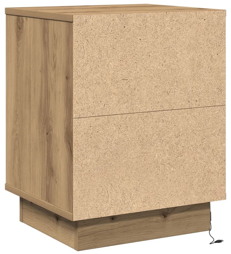 Éjjeli Szekrények LED világítással 2 db Kézműves tölgy 39x34.5x50 cm