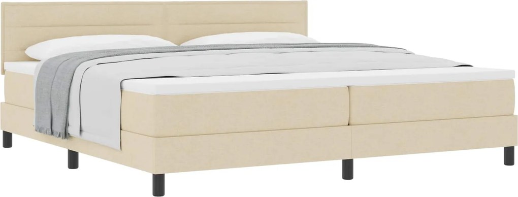vidaXL Boxrugós ágy matracmal fejtámlával Krém 200 x 200 cm szövet