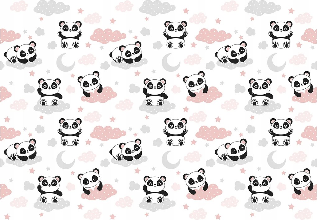 Panda a felhőkben álom vinil fotótapéta 368x254 gyerekszobába +ragasztó