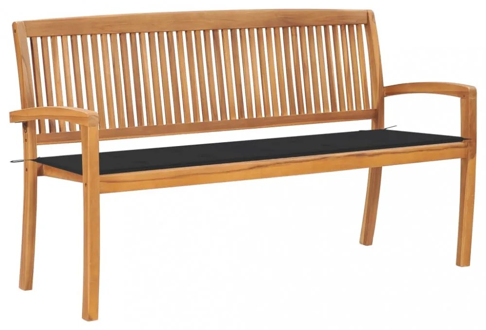 tömör tíkfa rakásolható kerti pad párnával 159 cm