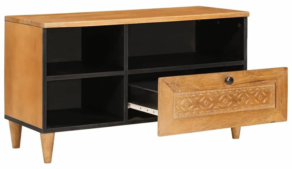 TV szekrény fiókkal Világosbarna 80 x 33 x 46 cm tömör mangófa