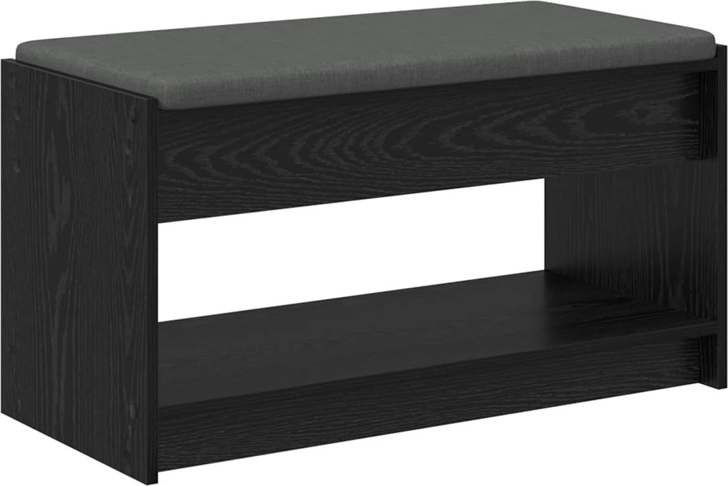 vidaXL Előtér pad Fekete Tölgy 83 x 38 x 45 cm Műanyag Fa és Szövet