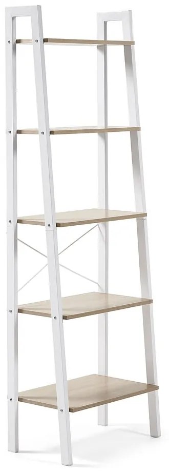Fehér-natúr színű polcos állvány tölgyfa dekorral 56x172x32 cm Aarhus – Kave Home