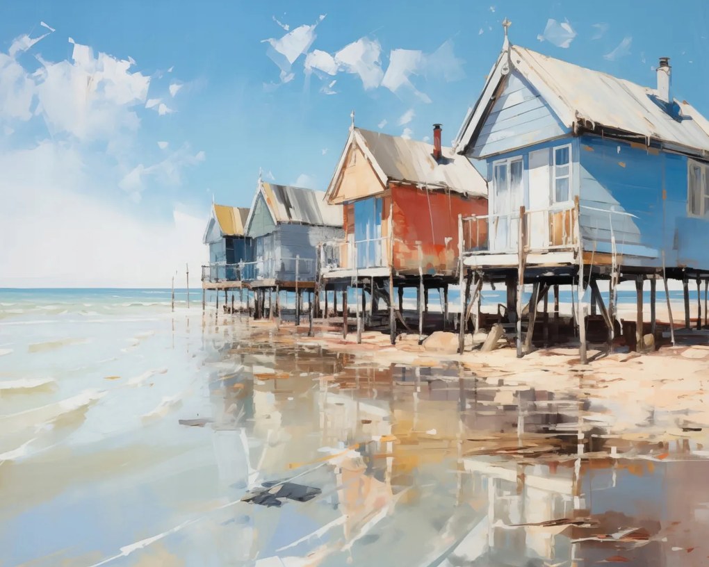 Poszter 50x40cm Festői tengerparti kunyhók