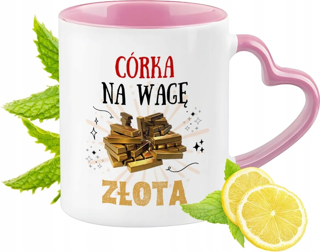 Lány Bögre Rózsaszín Szív Alakú Füllel Kávé Ajándék