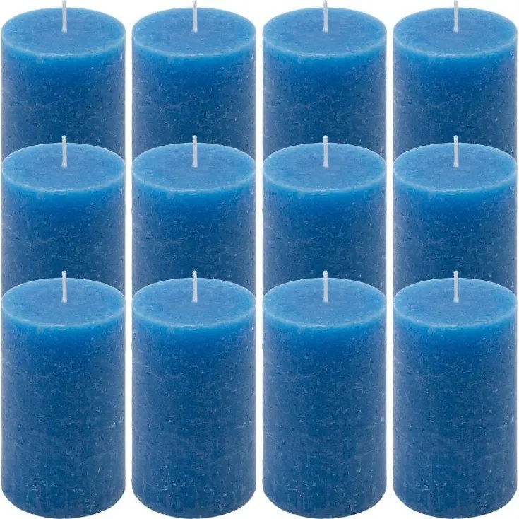 Rusztikus gyertya készlet 11,5 cm Ø 6,8 cm 12 db kék