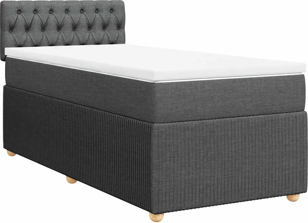vidaXL sötétszürke szövet rugós ágy matraccal 100 x 200 cm