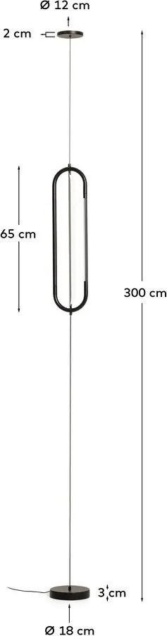Fekete LED állólámpa (magasság 300 cm) Bow – Kave Home