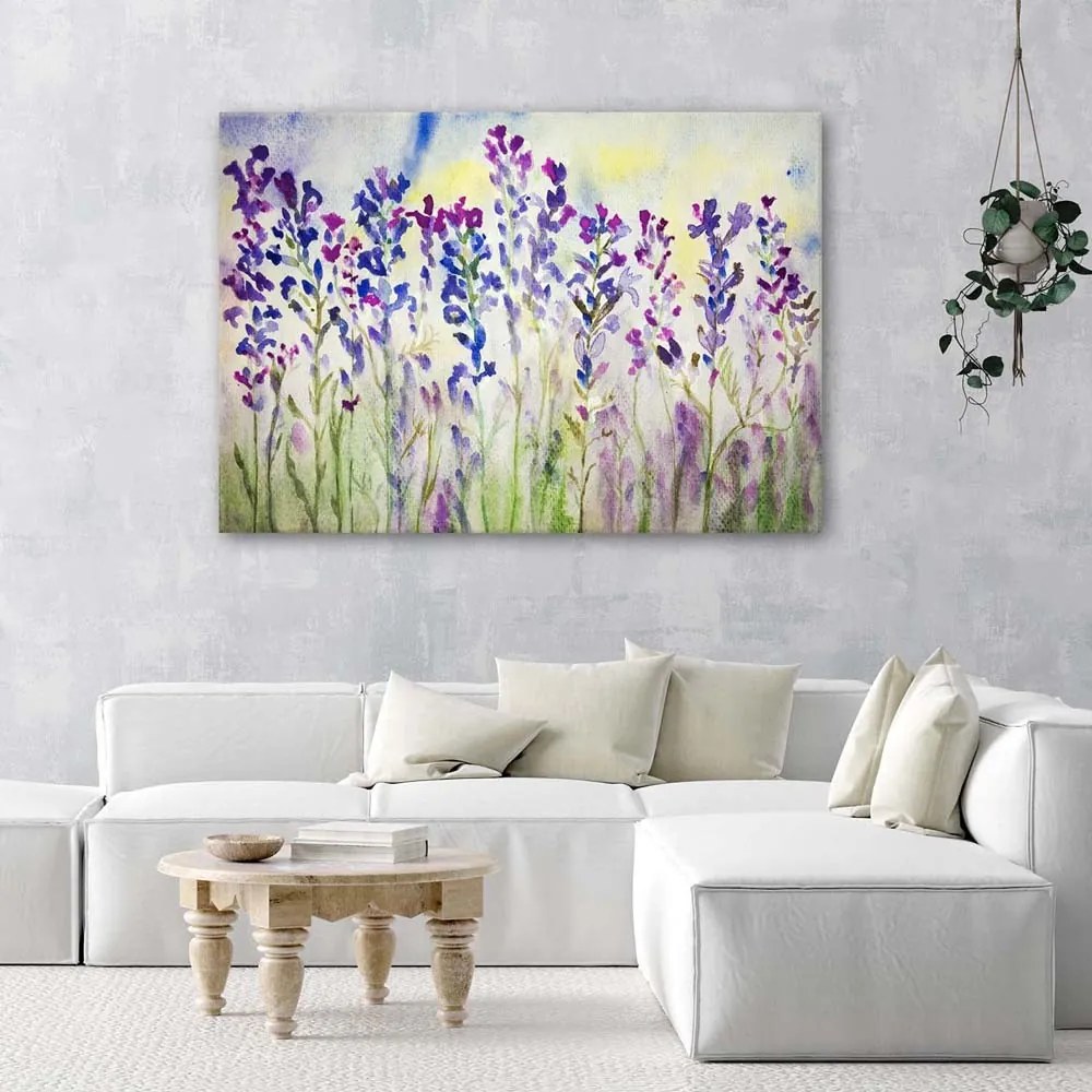 Gario Vászonkép Lila virágok a réten Méret: 90 x 60 cm