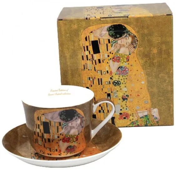 Klimt porcelán csésze aljjal A Csók 450 ml díszdobozban