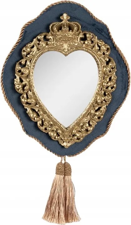 Szív alakú fali tükör arany-kék keretben 19x3x22 cm
