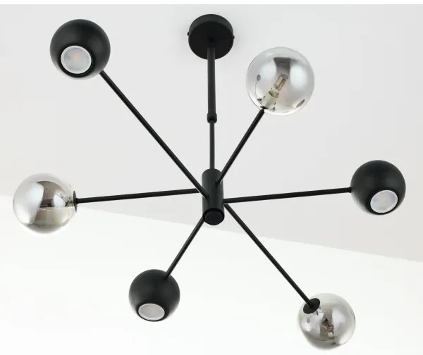 Jupiter 1974 - Csillár rúdon MOKA 3xGU10/10W/230V + 3xG9/10W/230V fekete/króm