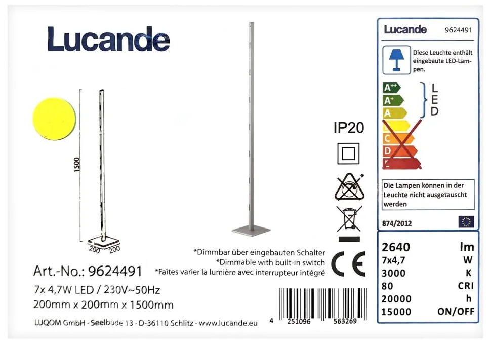 Lucande - LED Dimmelhető állólámpa MARGEAU 7xLED/4,7W/230V