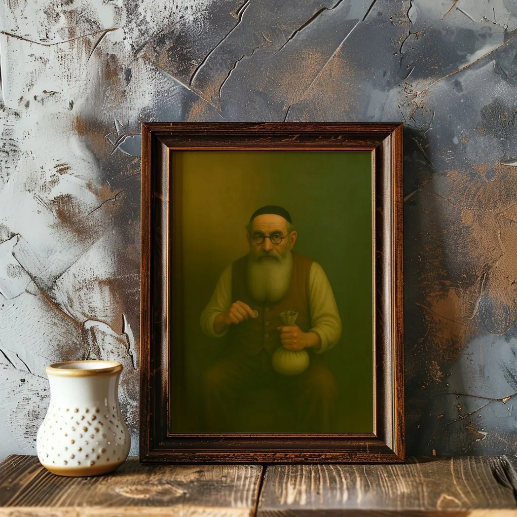 Vászonkép Zsidó Portré Pénzzel Zsidó A Boldogsághoz . 70x50cm