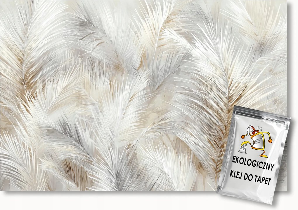 Fotótapéta Flizelina Természet Növényzet Pálma Levelek Boho Bézs 300x210 ragasztó