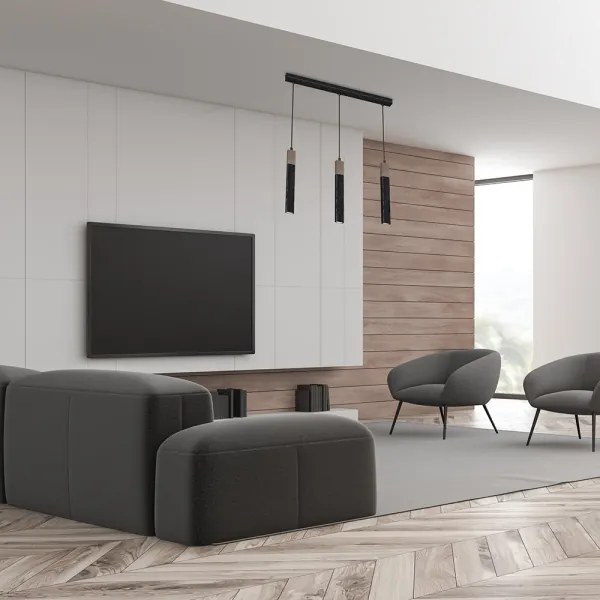 Csillár zsinóron SOLO 3xGU10/MR11/40W/230V fekete